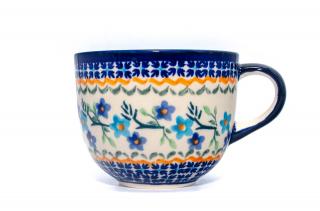 Ceasca pentru cafea Basket of Blue, ceramica smaltuita, pictata manual, 350 ml