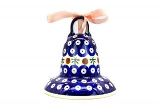 Clopotel din ceramica Blue Eyes Festive, ceramica smaltuita, pictata manual, 11,4 cm