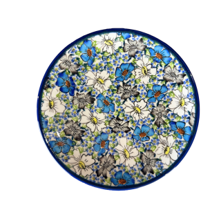 Farfurie rotunda intinsa, Floral Beauty, ceramica smaltuita, pictata manual, 19,5 cm