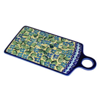 Platou dreptunghiular pentru branzeturi Blossom, ceramica smaltuita, pictat manual, 14,3 x 28,5 cm