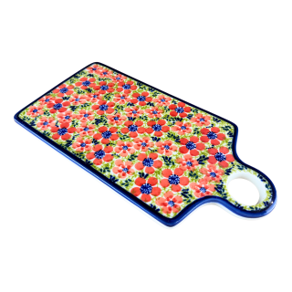 Platou dreptunghiular pentru branzeturi Fire Poppies, ceramica smaltuita, pictat manual, 14,3 x 28,5 cm
