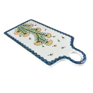 Platou dreptunghiular pentru branzeturi Floral Field , ceramica smaltuita, pictat manual, 14,3 x 28,5 cm