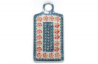 Platou dreptunghiular pentru branzeturi Poppy Rain, ceramica smaltuita, pictat manual,14,3 x 28,5 cm