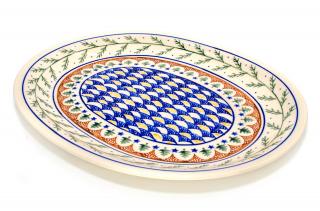 Platou oval pentru servire Festive Season, ceramica smaltuita, pictat manual, 26,7 x 34,0 cm