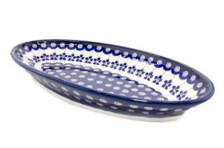 Platou oval pentru servire Floral Peacock, ceramica smaltuita, pictat manual, 15,7 x 27,0 cm