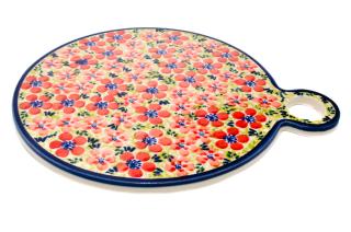 Platou rotund pentru branzeturi Fire Poppies, ceramica smaltuita, pictat manual, 22,8 cm