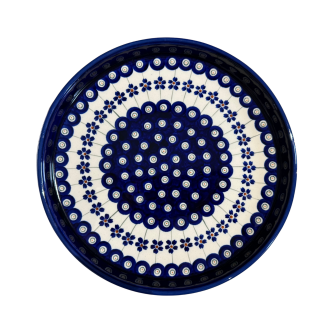 Platou rotund pentru servire Floral Peacock, ceramica smaltuita, pictat manual, 25,0 cm