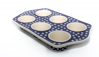 Tava briose Blue Eyes, ceramica smaltuita, pictata manual, 22,2 x 37,8 cm