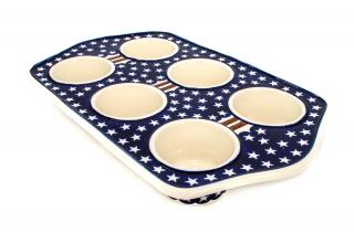 Tava briose, ceramica smaltuita American Style, pictata manual, 22,2 x 37,8 cm