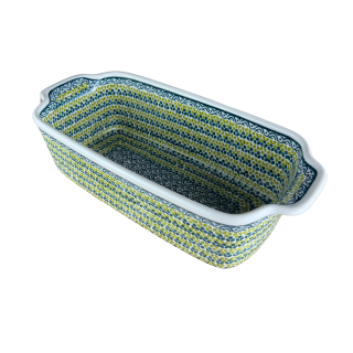 Tava cozonac Leaf Bed, ceramica smaltuita, pictata manual, 26,5 x 12,5 cm, volum 1,0 L