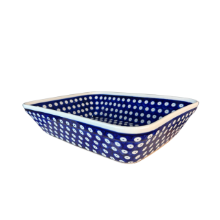 Tava pentru copt Blue Eyes, ceramica smaltuita, pictata manual, 24,7 x 30,6 cm, volum 2,7 L