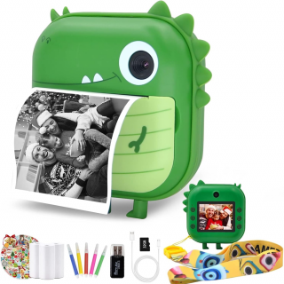 Camera foto instant pentru Copii, Simply Joy, Functii Foto, Video, Printare, HD 1080p, ecran 2.1 inch, Baterie Reincarcabila, Card Memorie 32GB, Cablu USB,Printare fara Cerneala, 3 Role Hartie incluse
