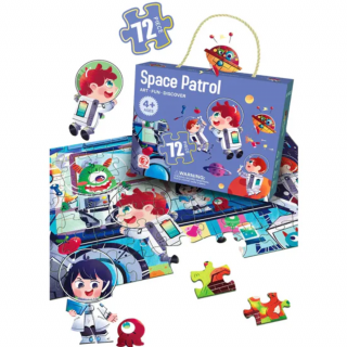 Puzzle educativ mare, Simply Joy, Patrula Spatiala, 72 piese, albastru, 90x60cm, 4 ani+