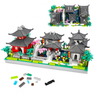 Set blocuri de constructie, Simply Joy, puzzle Gradina si Case, pentru baieti si fete, adulti si prieteni, 1625 piese