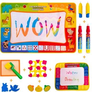 Set Jucarie educativa si interactiva 2025, Joc Covorasul Magic Aquadoodle, Coloreaza,Deseneaza, Picteaza cu Apa, cadou  pentru fete si baieti, + 2 ani, 90 x 60 cm