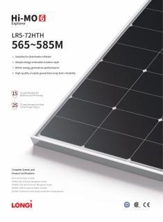 Panou solar Longi 570W Hi-MO6 fotovoltaic monocristalin, LR5-72HTH 565 585M, 570W Taxa verde inclusa