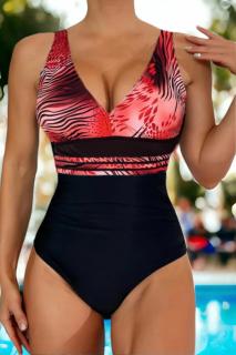 Costum baie intreg dama cu efect modelator, rosu, Aqua marine
