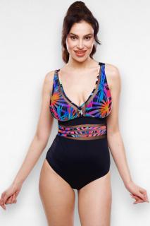 Costum baie intreg, marime mare cu efect modelator, negru, dama,Tropical embody love II