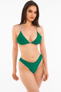 Costum de baie 2 piese, slip brazilian, aplicatii pietre pe bretele, Embody Diamond, verde