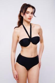 Costum de baie cu talie inalta, negru, snur reglabil, Sunny