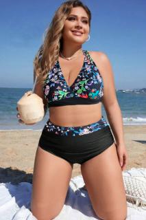 Costum de baie dama, 2 piese, marime mare, negru, Coconut 5001