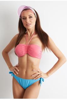 Costum de baie dama 2 piese, slip cu snur, roz albastru, embody pink