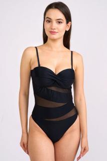 Costum de baie dama, intreg,cu snur reglabil, Negru, dama, Black Embody