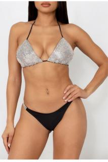 Costum de baie doua piese, aplicatii pe sutien, embody silver diamond, gri, Silver Embody