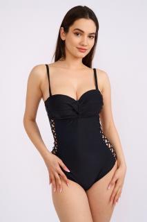 Costum de baie intreg, negru, bretele reglabile cu snur, dama, Embody Basic