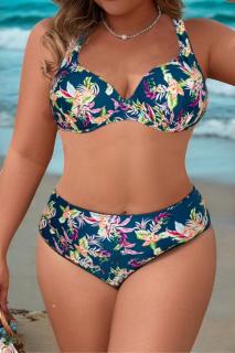 Costum de baie marime mare, 2 piese, dama, multicolor floral lm037