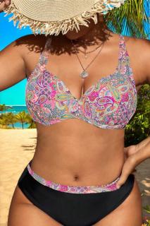 Costum de baie marime mare, 2 piese, dama, negru roz Coral paradise lm037