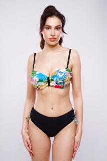 Costum de baie marime mare, multicolor cu slipi clasic si sutien tropical, Marina