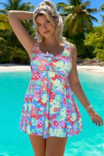 Costum de baie marime mare, tankini, 2 piese, fusta si pantaloni scurti, laguna breeze w139