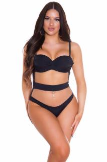 Costum de baie modelator, negru, cu push-up si aspect plasa in fata, Embody Vogue