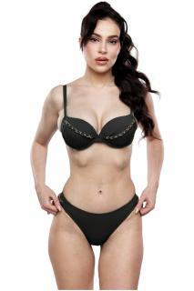 Costum de baie push-up, negru, cu detalii metalice lant auriu, slip normal, Vibrant embody