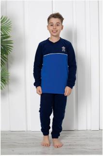 Pijama baieti, material soft polar moale si calduros, albastru 20-21