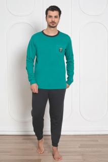 Pijama barbat, bumbac gros interlock calitativ, maneci si pantaloni lungi verde