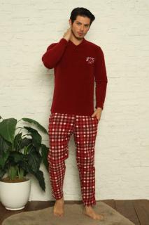 Pijama barbat cocolino, material soft polar moale si calduros, cu buzunare, visiniu 7212