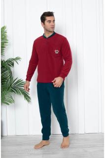 Pijama barbati cocolino, soft polar pufos si calduros, visiniu bleumarin 303