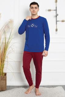 Pijama bumbac barbat, cu maneci si pantaloni lungi, imprimeu West, albastru 610