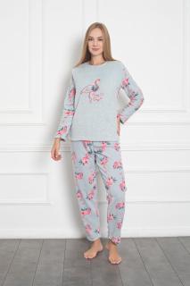 Pijama cocolino dama, imprimeu Flamingo, vernil 320