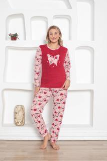 Pijama cocolino dama, imprimeu fluture, roz 324