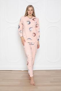 Pijama cocolino dama, imprimeu Luna, corai