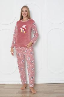 Pijama cocolino dama, imprimeu pinguin Craciun, corai 301