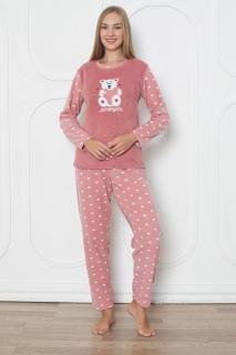 Pijama cocolino dama, imprimeu ursulet love you, corai 300