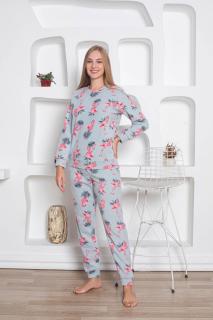 Pijama cocolino dama, soft polar, imprimeu Flamingo, vernil 520