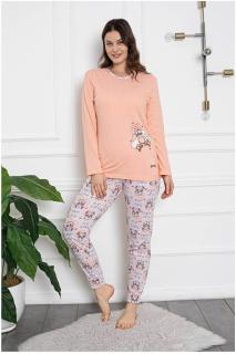 Pijama dama bumbac, confortabila, cu imprimeu ursuleti love, corai 808