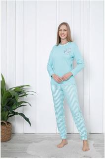 Pijama dama bumbac, imprimeu butterfly, albastru 2049