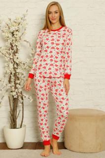 Pijama dama bumbac, motiv Craciun, confortabila rosu alb 2026