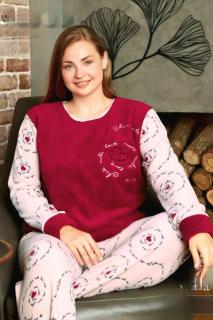 Pijama dama cocolino batal marime mare, pufoasa si calduroasa, love, visiniu, 14209